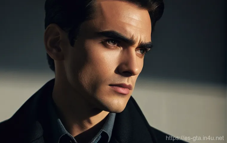 GTA5 캐릭터 생성 팁 - **Prompt:** A close-up portrait of a character with an intensely penetrating gaze. The subject has d...