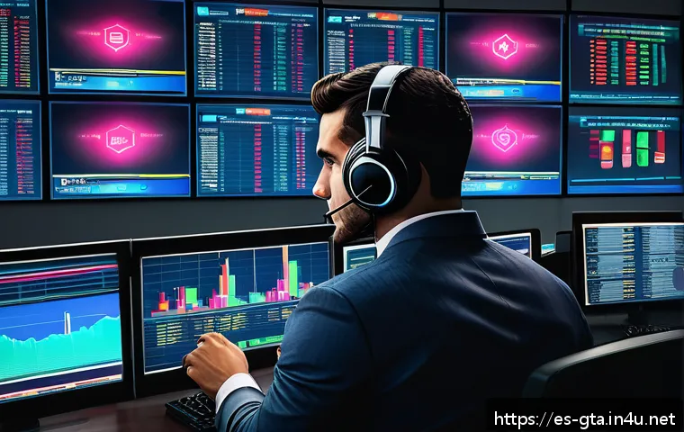 GTA5 게임 내 주식 투자 방법 - A detailed digital painting of a virtual stock market trading scene inspired by GTA5, featuring a sl...